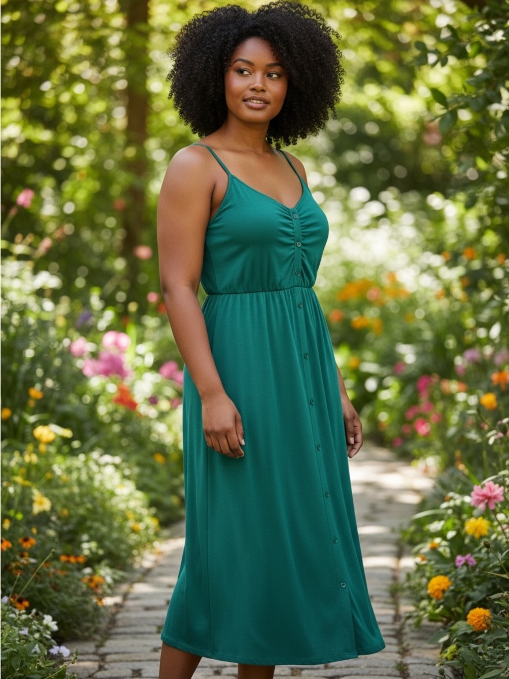 Torrid Super Soft Knit Green Sleeveless Maxi Dress with Button Front 1X
